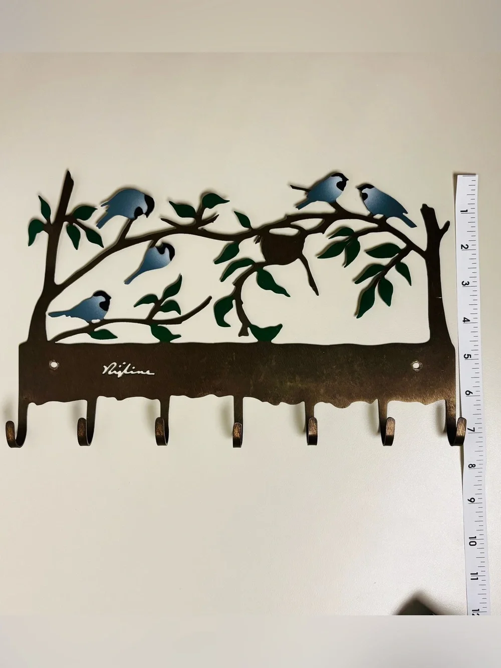 Vintage Metal Bird Wall Key or Jewelry Holder | Woodland Cottage Bronze Decor